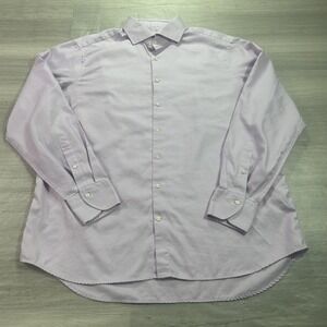 Stenstroms Shirt Mens 18 46 Purple Houndstooth Fitted Body Twofold Cotton